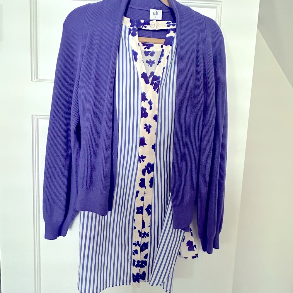 Cabi set, small cardigan fits like medium and medium top --